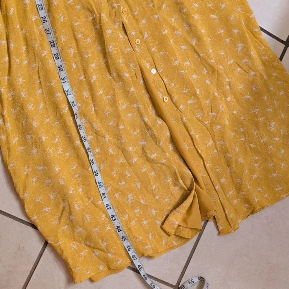 Whisltes Isla Dandelion Midi Dress Yellow Button Front Size 10